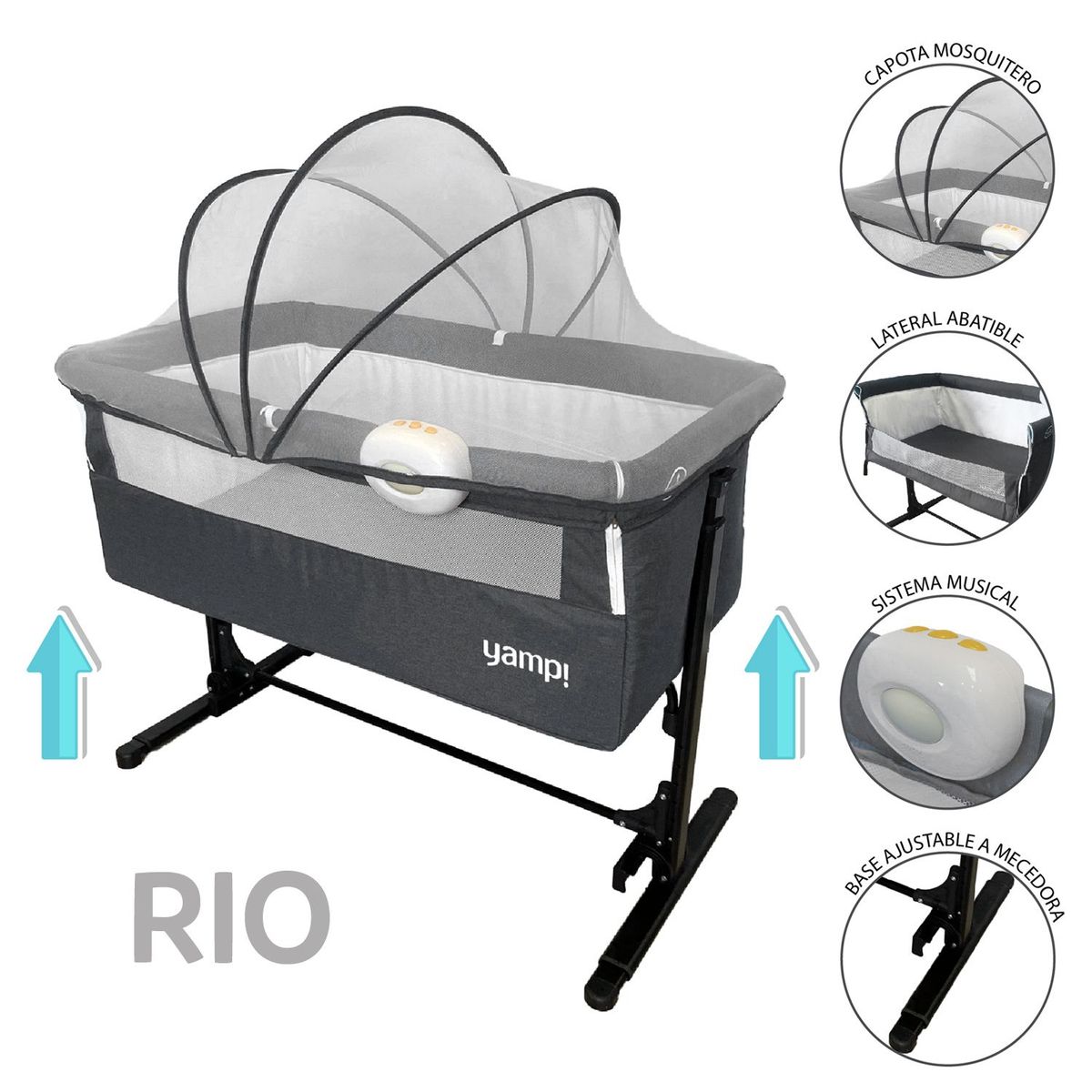 YAMP - Cuna Colecho Bebe Musical con Mosquitero Rio