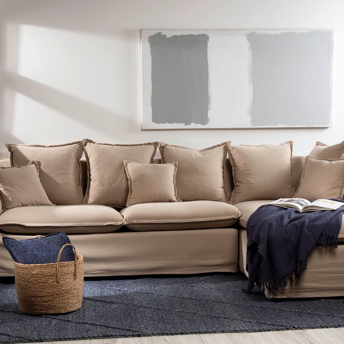 BASEMENT HOME - Seccional Atlanta 4 Cuerpos Derecho con Cojines de Plumas