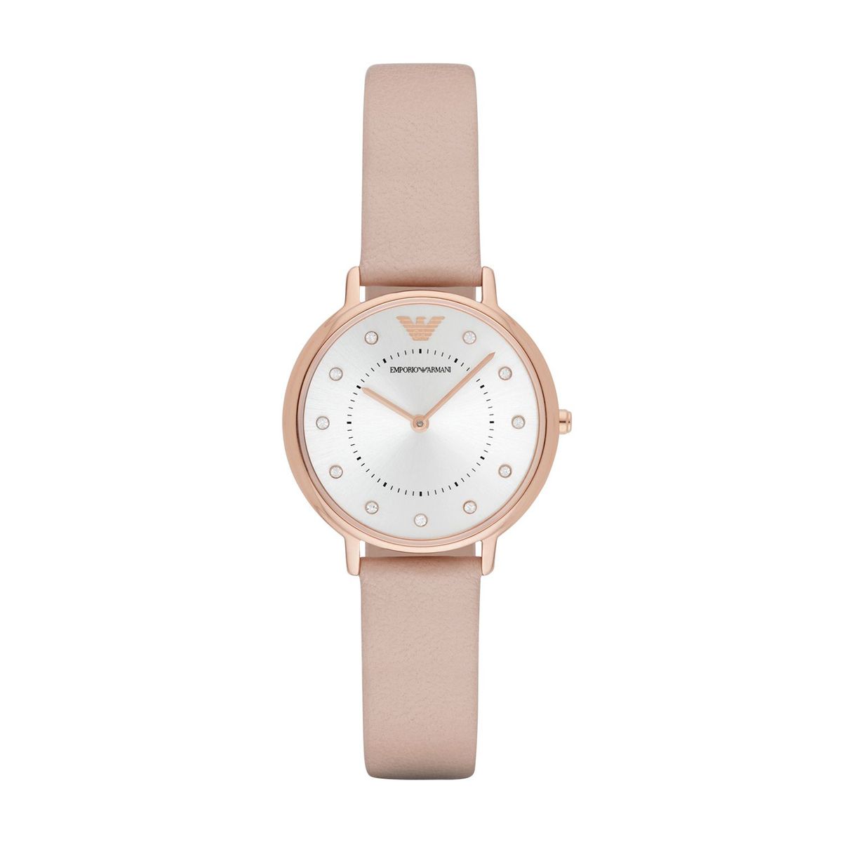 ARMANI - Reloj análogo Armani Mujer, AR2510, Correa Cuero Beige, Dial Blanco