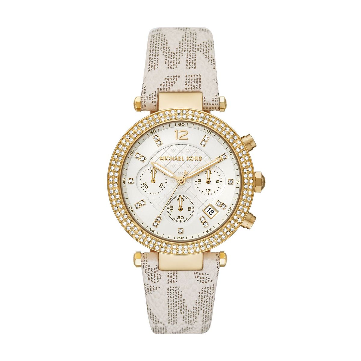 MICHAEL KORS - Reloj análogo MKors Mujer, MK6916, Correa Plástico Blanco, Dial Blanco
