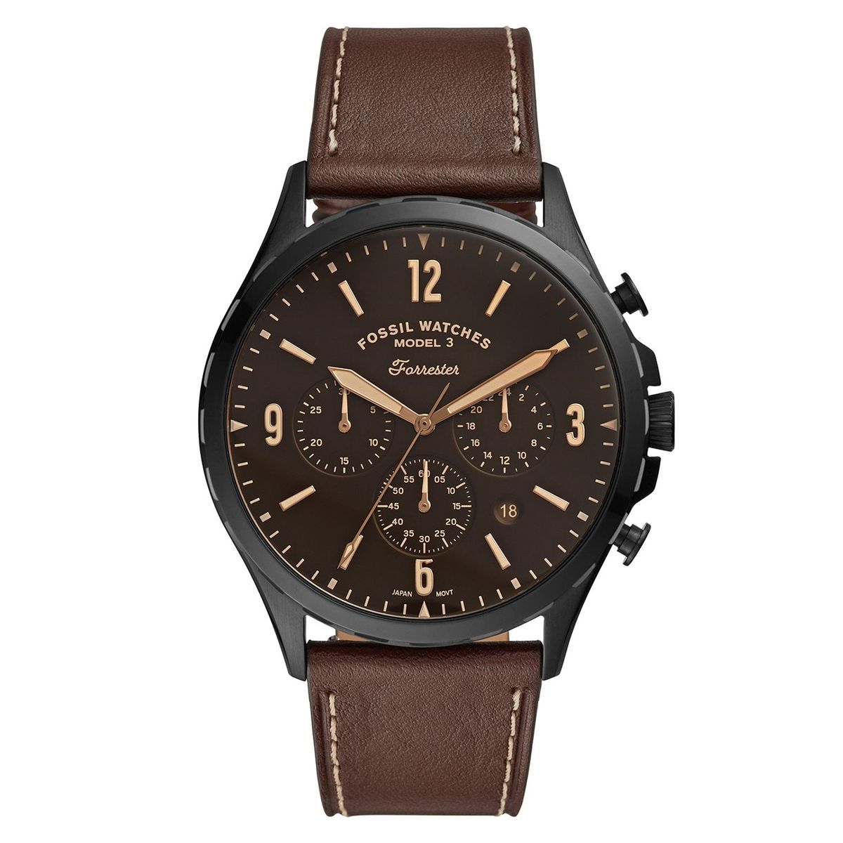 FOSSIL - Reloj FOSSIL FORRESTER CHRONO de Hombre en Cuero Marrón, Cronografo