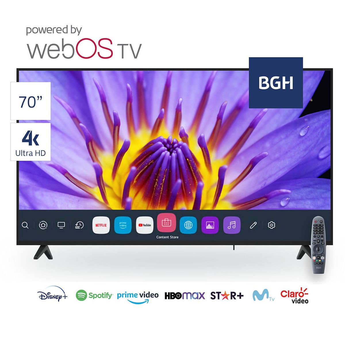BGH - Televisor 70" BGH WebOS UHD Smart TV B7021UK6WIP