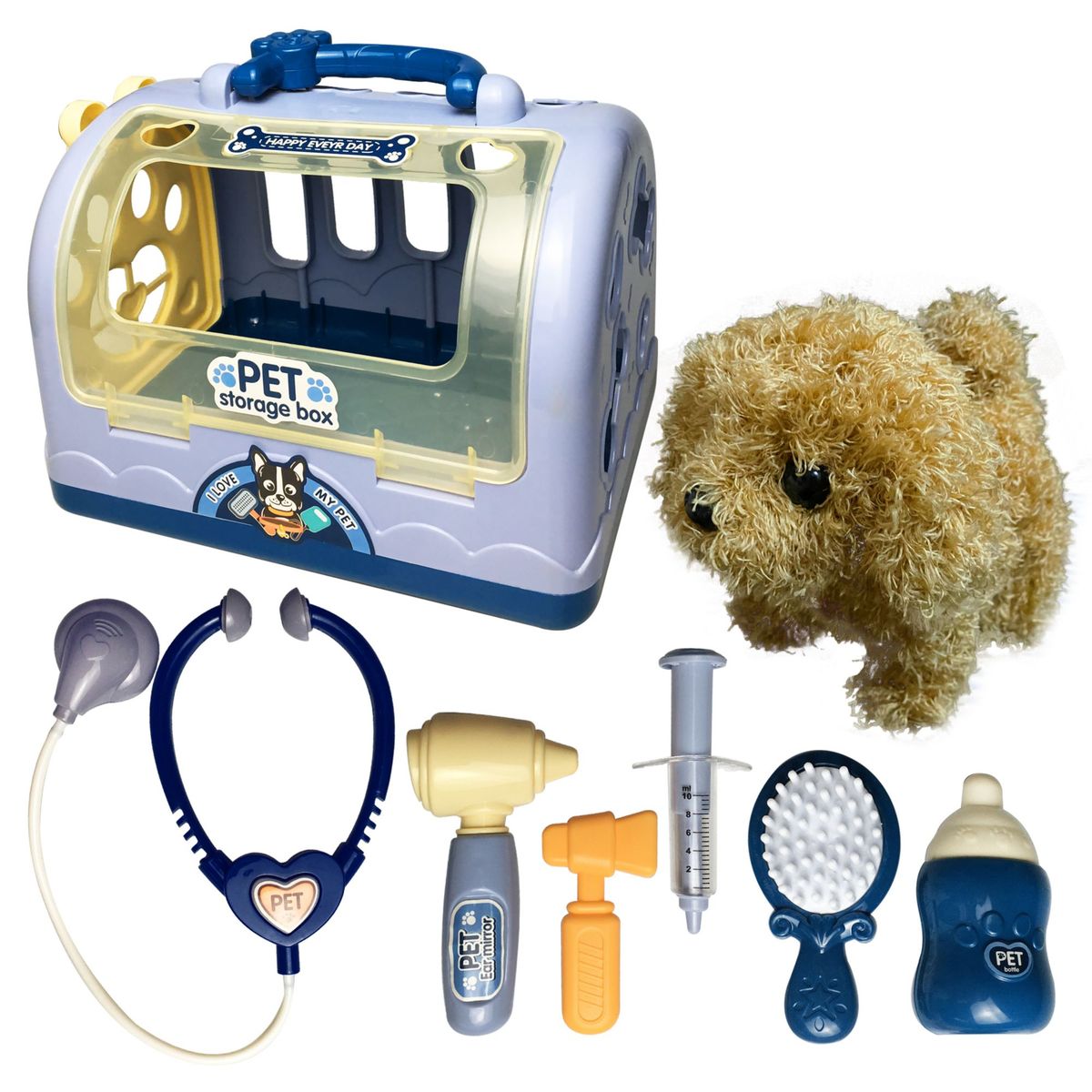  - Peluche Mecanizado Mi Mascota Perrito Poodle con Accesorios Veterinario