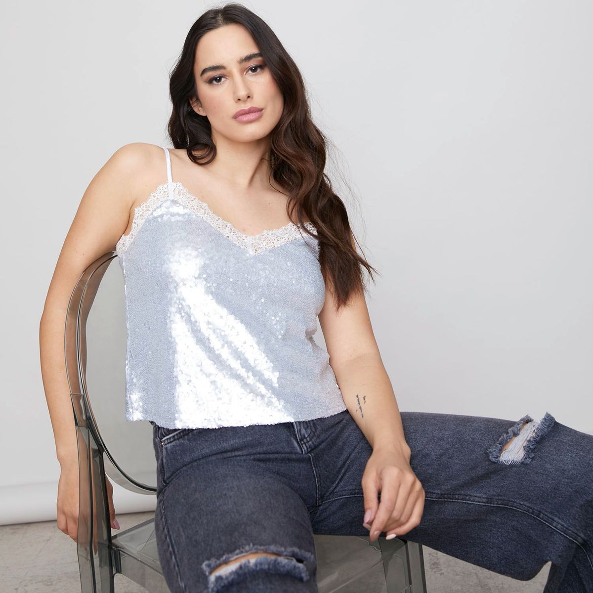 MOSSIMO - Blusa Metalizada Mujer Mossimo