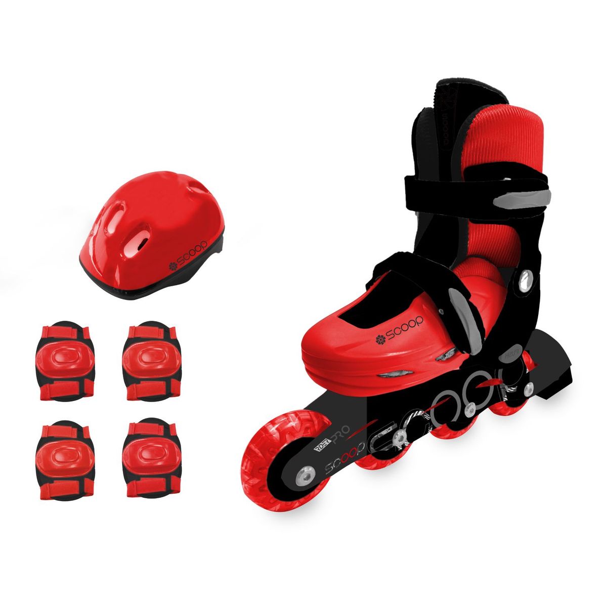 SCOOP - Patines para Niños Roller Inline PP M + Set de Protección Scoop