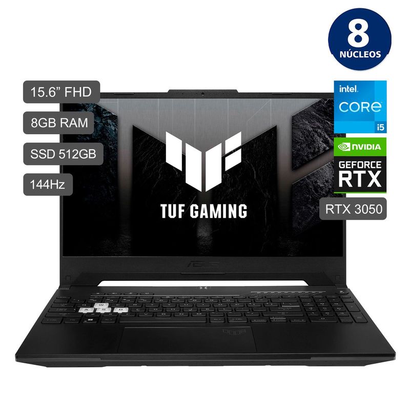 ASUS - Gamer Asus Intel Core i5 RTX 3050 8GB 512 GB TUF Dash F15  12° Gen 15.6''