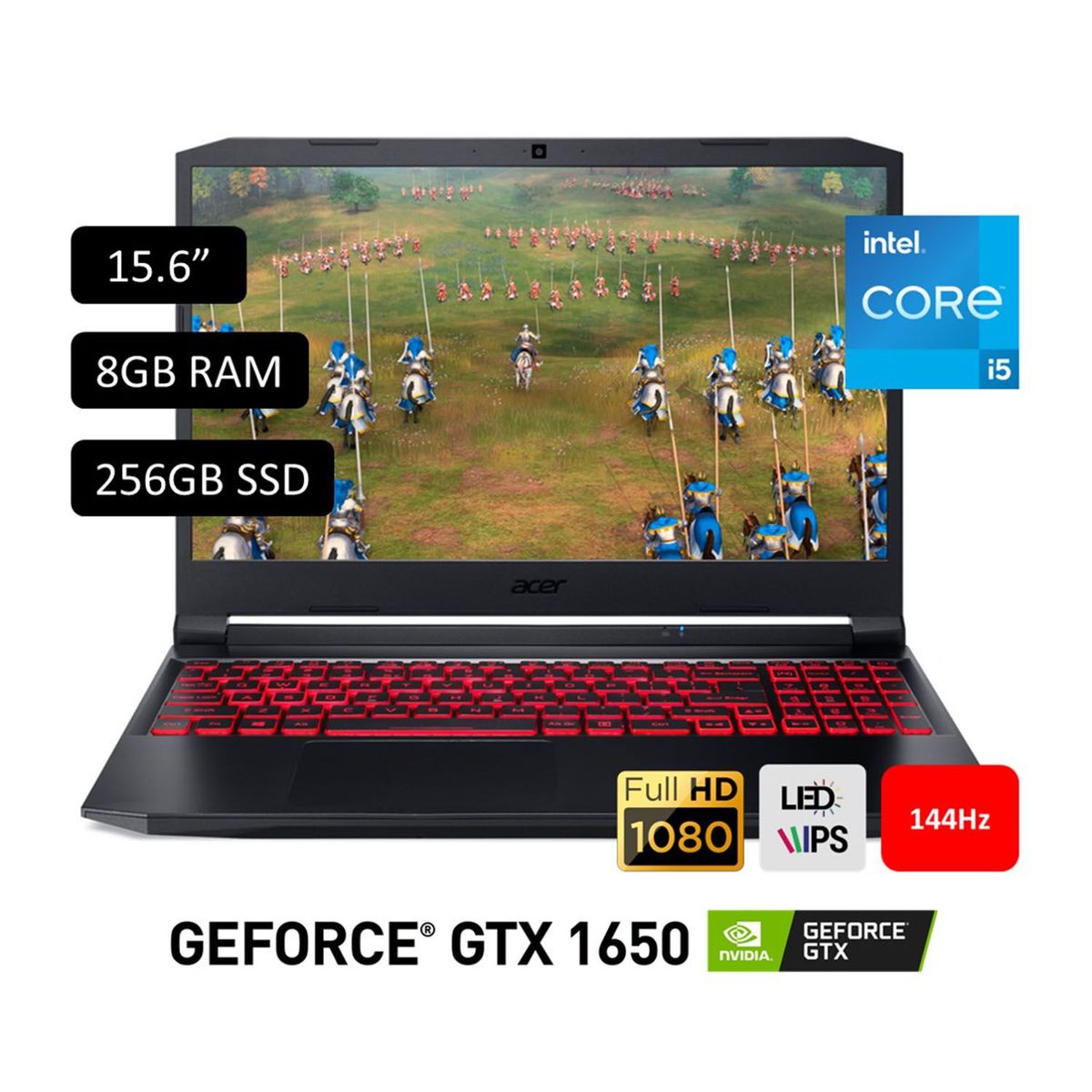 ACER - Gamer Acer Intel Core I5 Gtx 1650 4gb 8gb 256 Gb Ssd Nitro 11° Gen 15.6''
