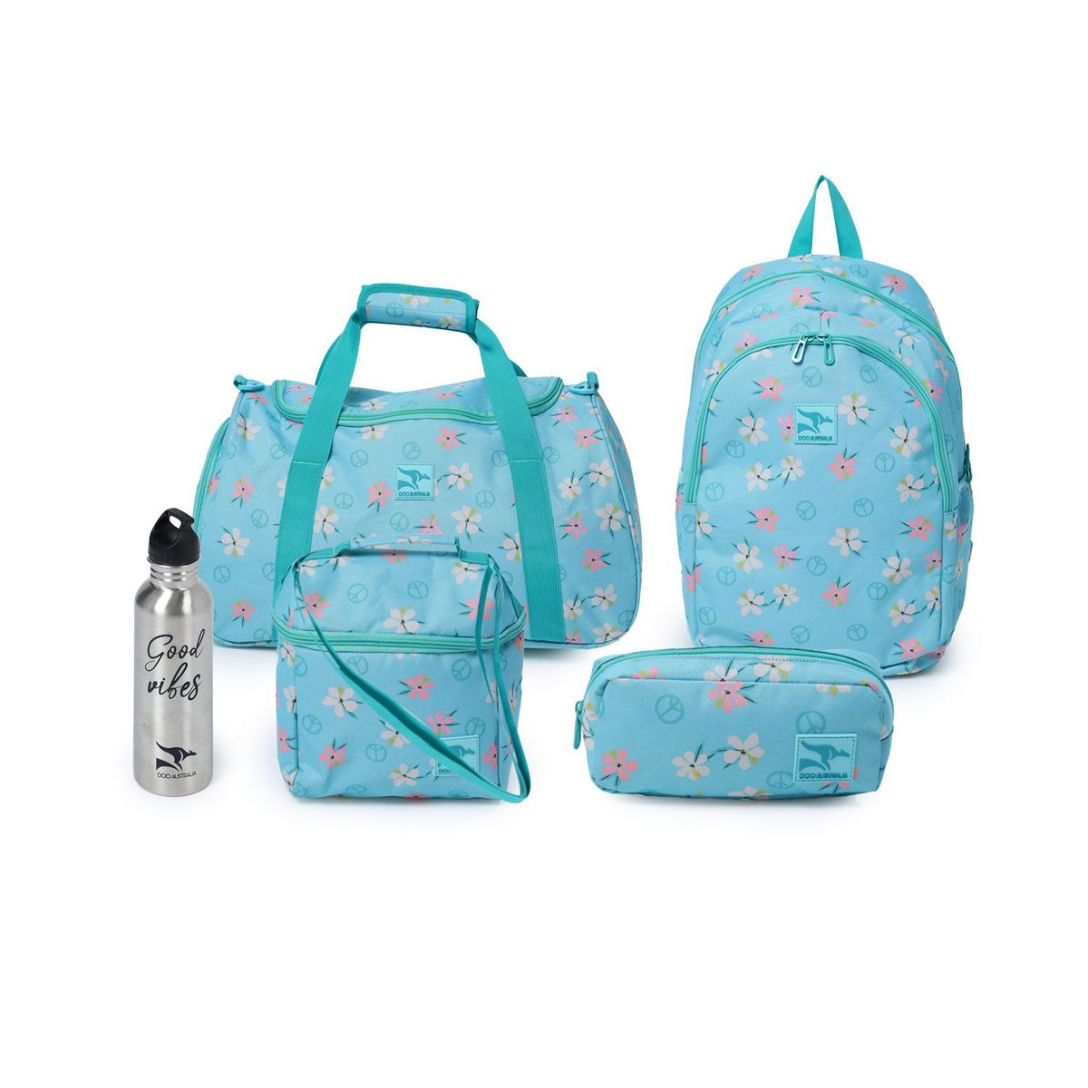 DOO AUSTRALIA - Set Mochila Escolar Juvenil + Lonchera + Cartuchera + Tomatodo + Maletin Deportivo Doo Australia