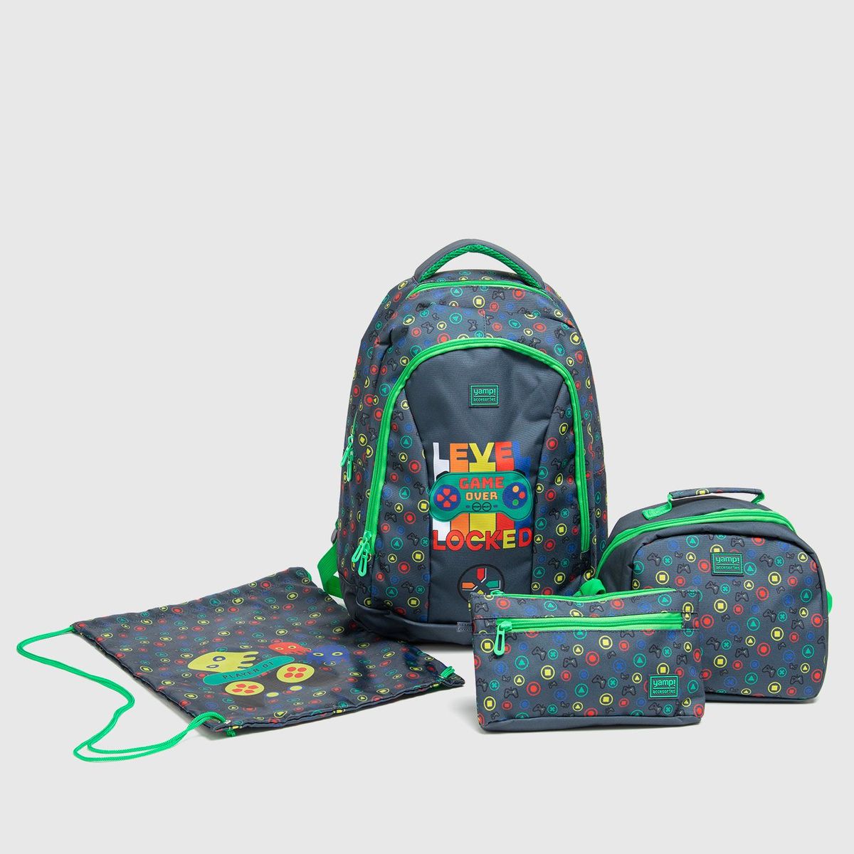 YAMP - Set Mochila Escolar Infantil + Lonchera + Cartuchera + Bolso Yamp