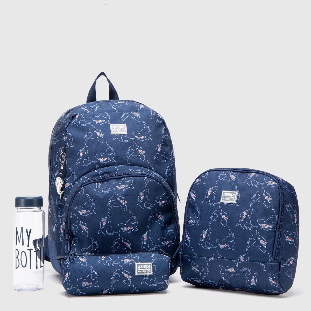 YAMP - Set Mochila Escolar Infantil + Lonchera + Cartuchera + Tomatodo Yamp