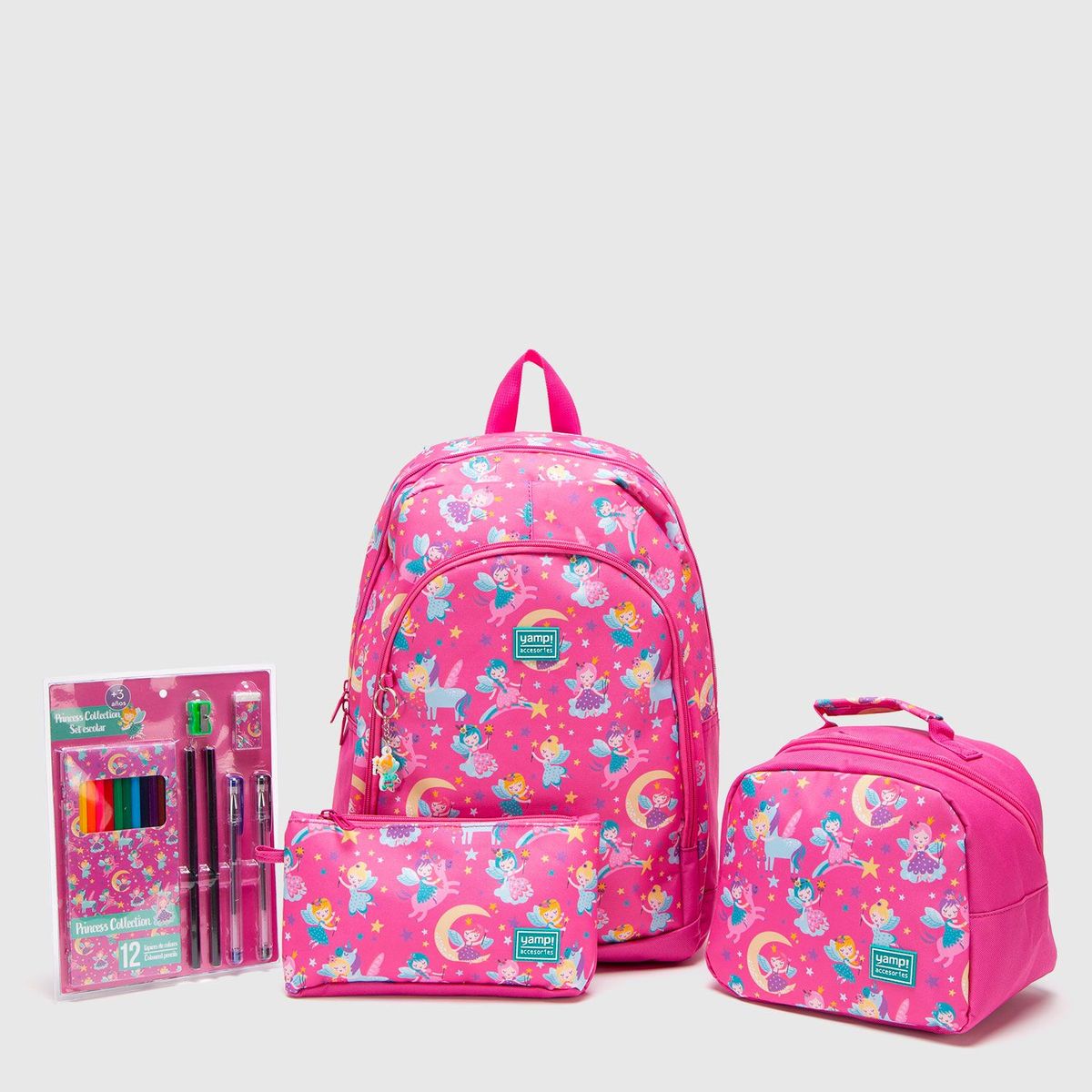 YAMP - Set Mochila Escolar Infantil + Lonchera + Cartuchera + Utiles Escolares Yamp