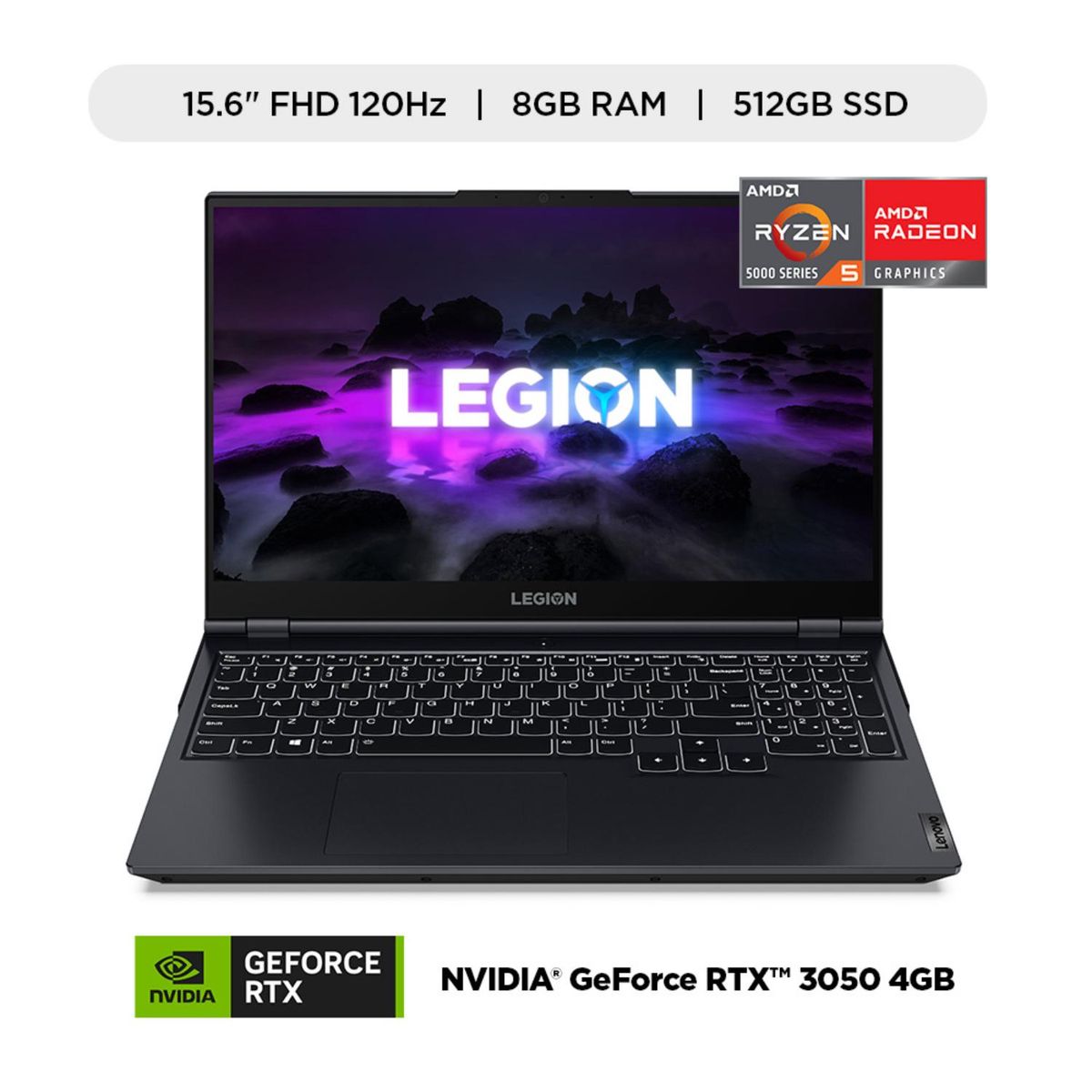 LENOVO - Gamer Lenovo Amd Ryzen 5 Rtx 3050 8gb 512gb Ssd Legion 5 Serie 5000 15.6''