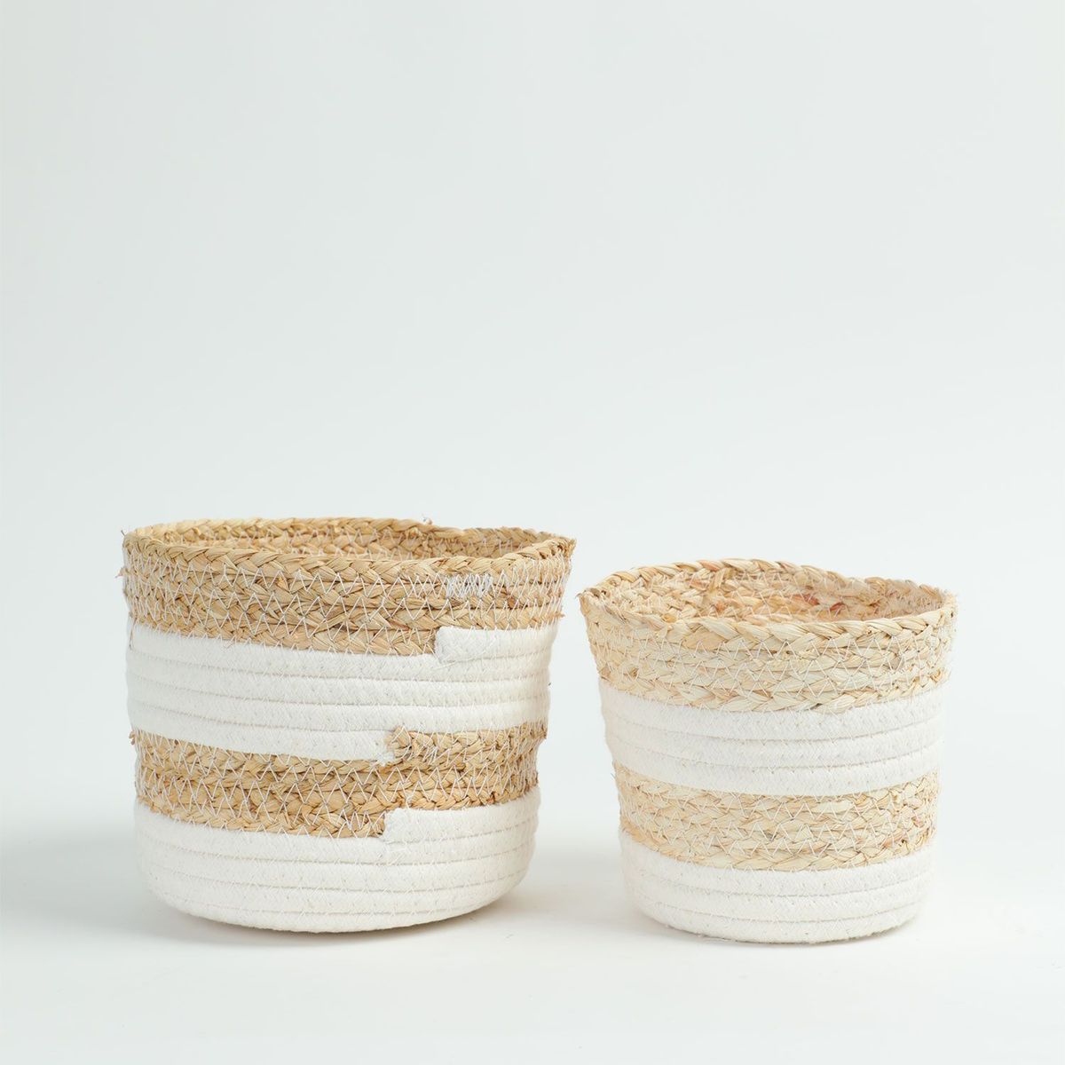 MICA - Set2 Canasto Rattan Blanco 18x15