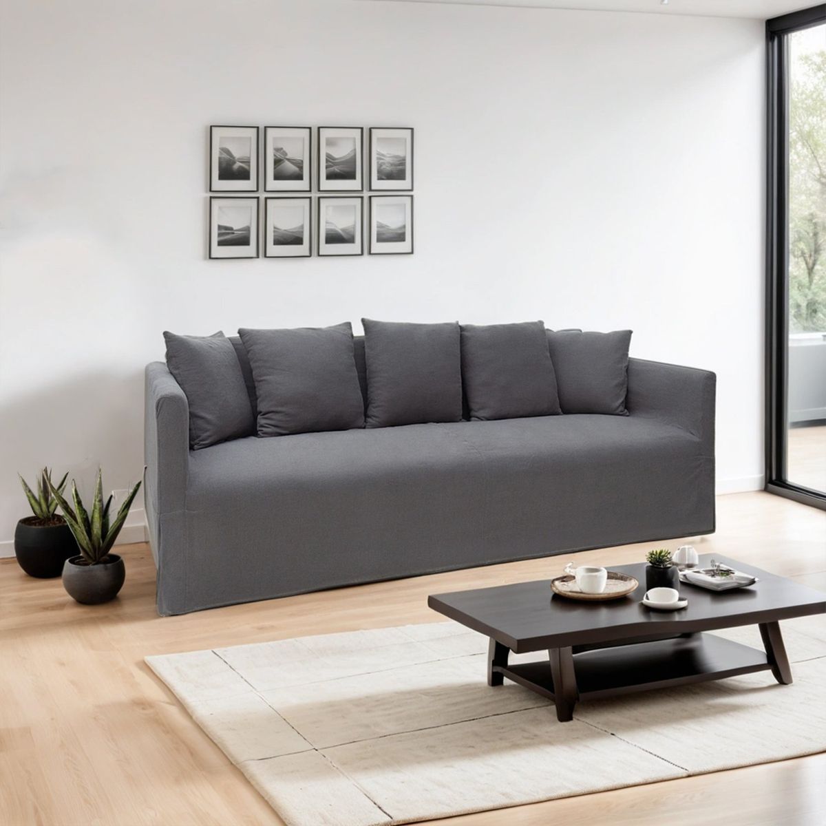 BASEMENT HOME - Sofá Chikao 2 Cuerpos con Cojines Decorativos