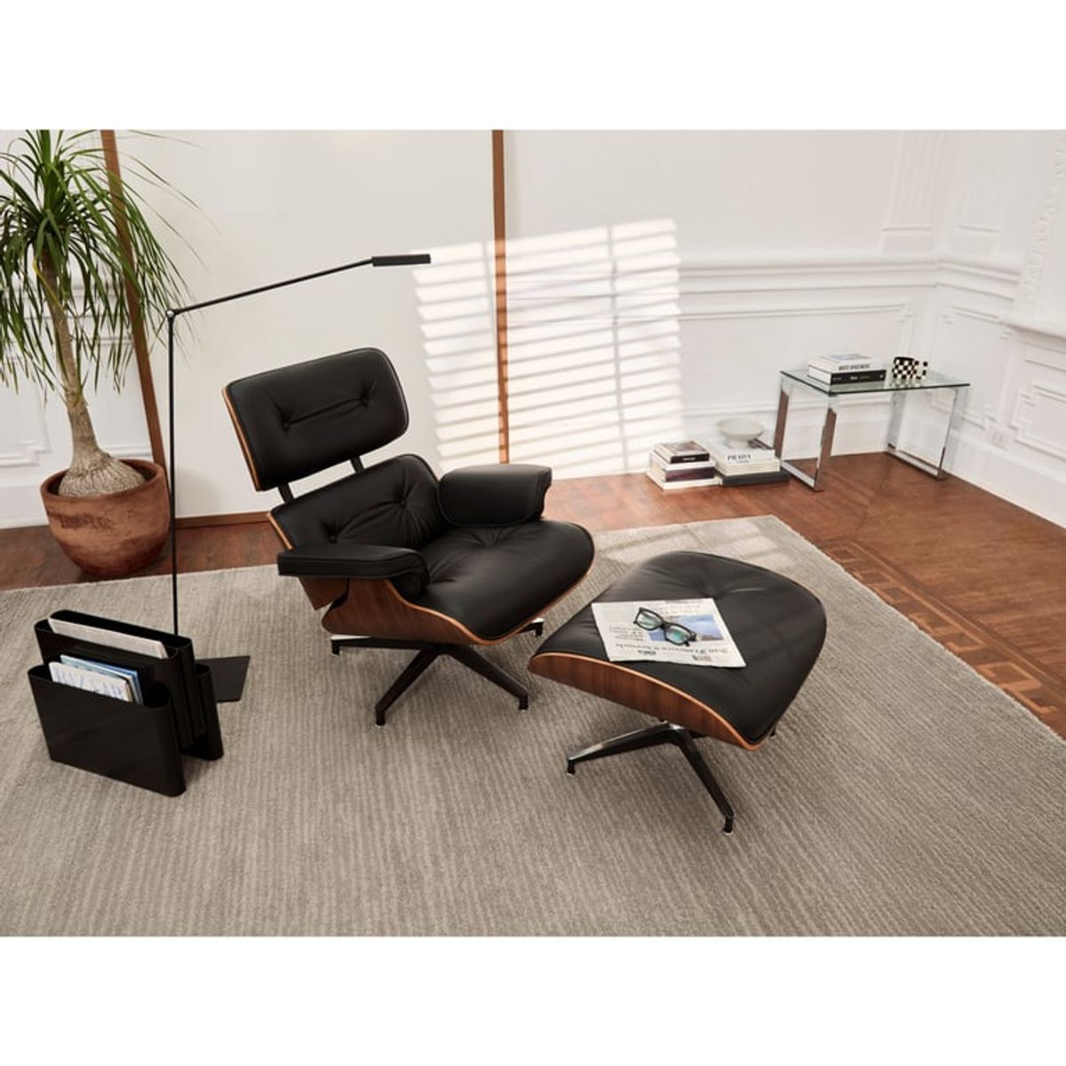 BASEMENT HOME - Butaca de Cuero Liam 1 Cuerpo con Reposapiés