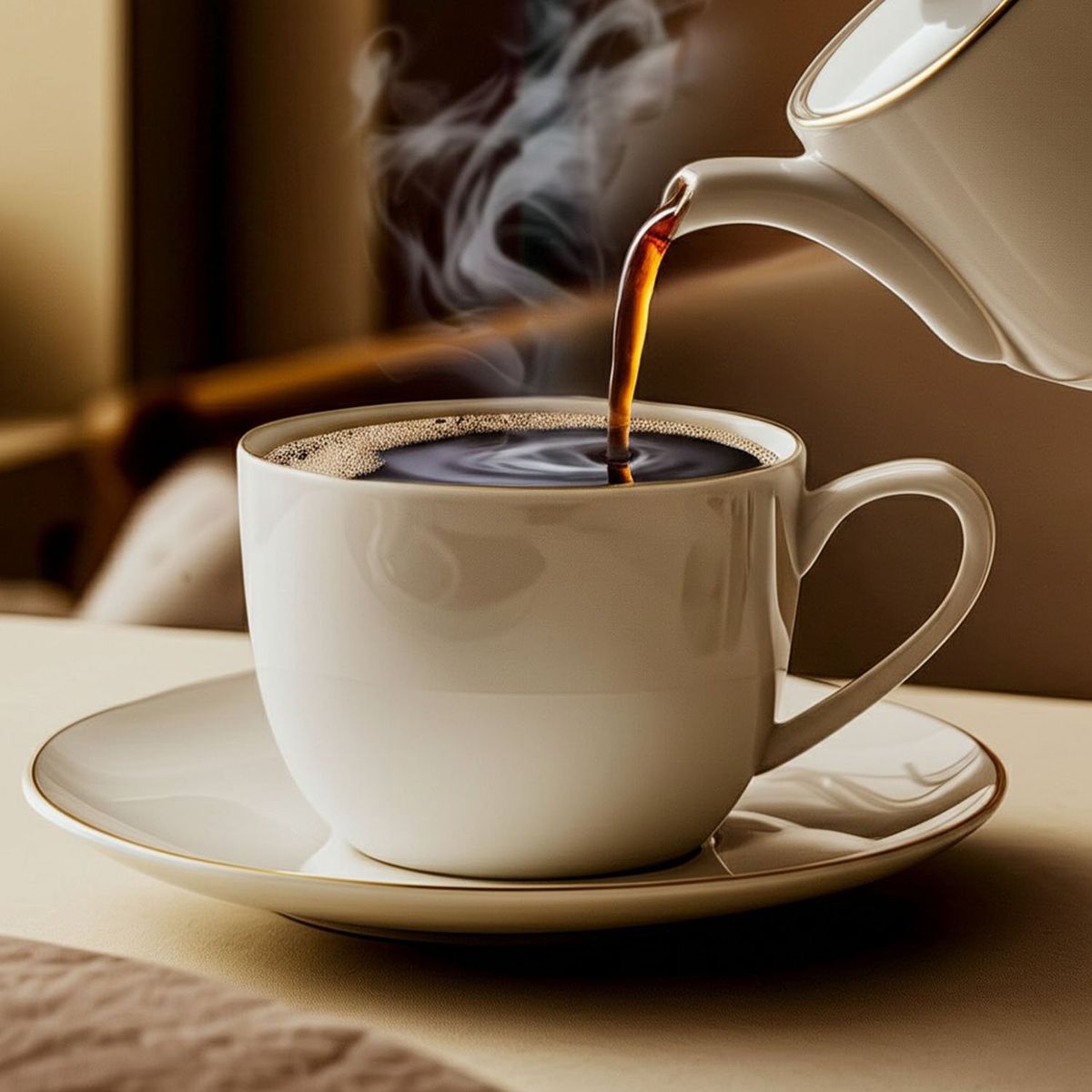 FLORENCIA - Taza de Té con Plato Porcelana Borde Dorado