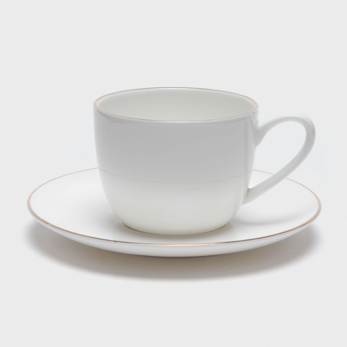 FLORENCIA - Taza de Té con Plato Porcelana Borde Dorado