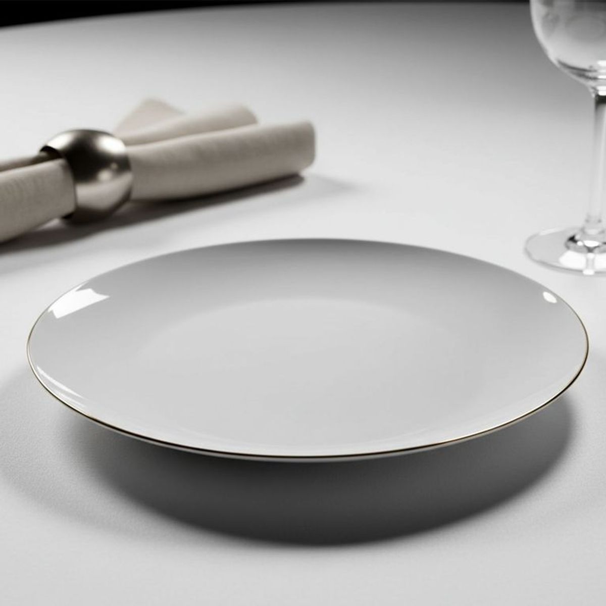 FLORENCIA - Plato de Fondo Porcelana 27 cm Borde Dorado