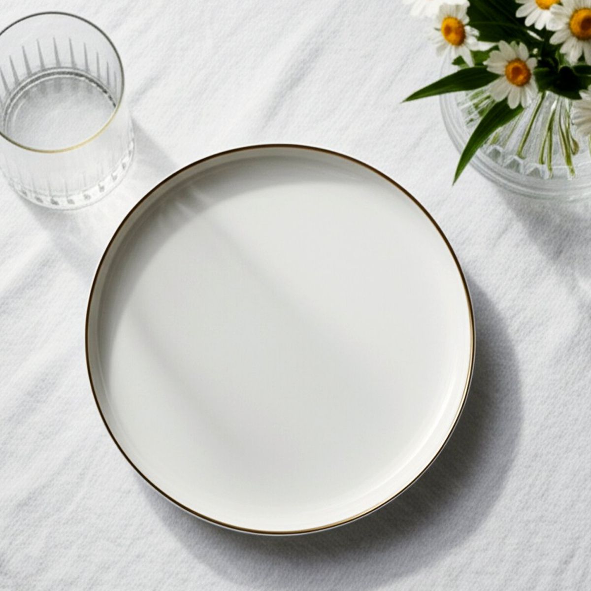FLORENCIA - Plato de Pan Porcelana 17 cm Borde Dorado