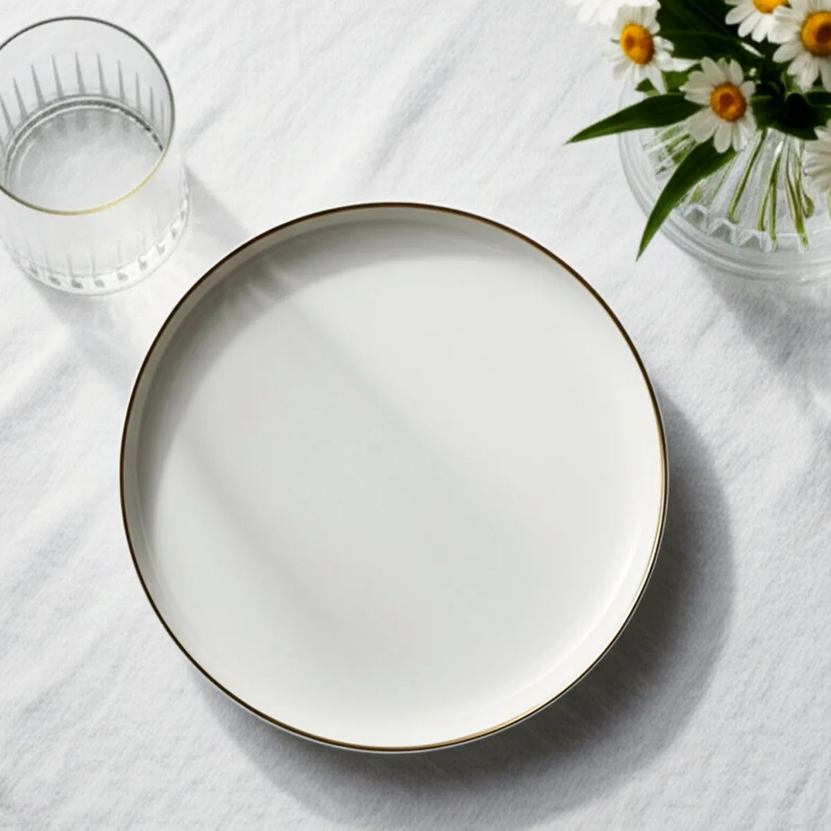 FLORENCIA - Plato de Pan Porcelana 17 cm Borde Dorado