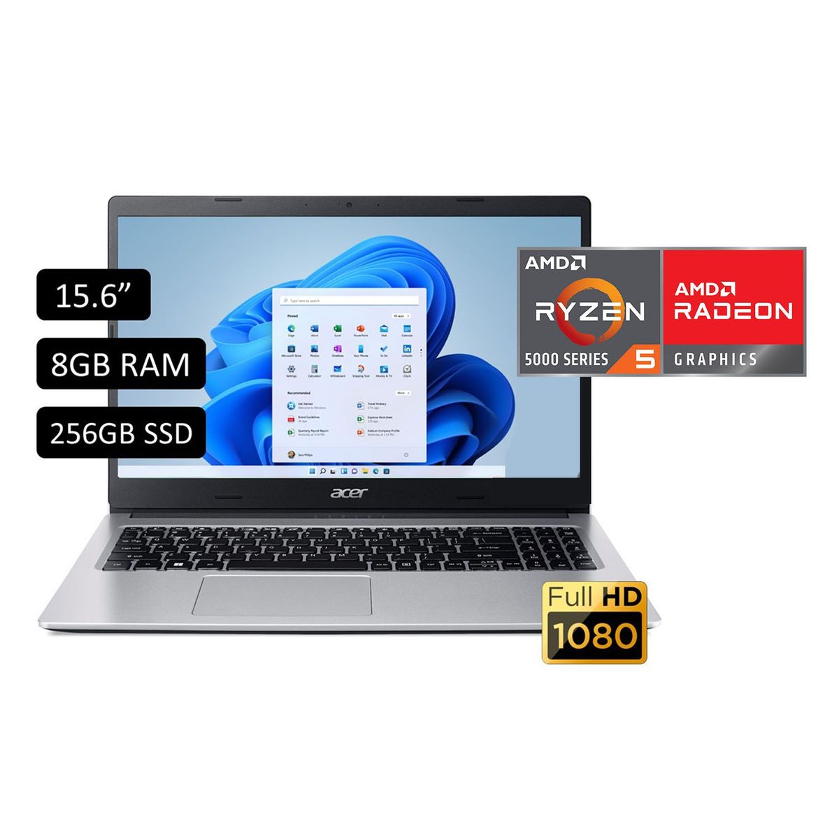 ACER - Laptop Acer Amd Ryzen 5 8gb 256 Gb Ssd Aspire 3 Serie 5000 15.6''