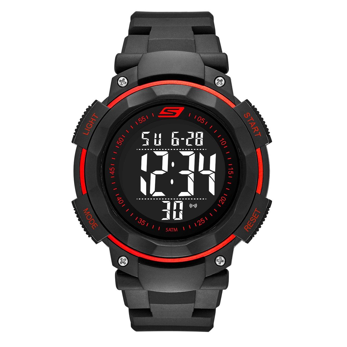 SKECHERS - Reloj Digital Skechers , SR1022, Correa Silicona Negro, Dial Negro