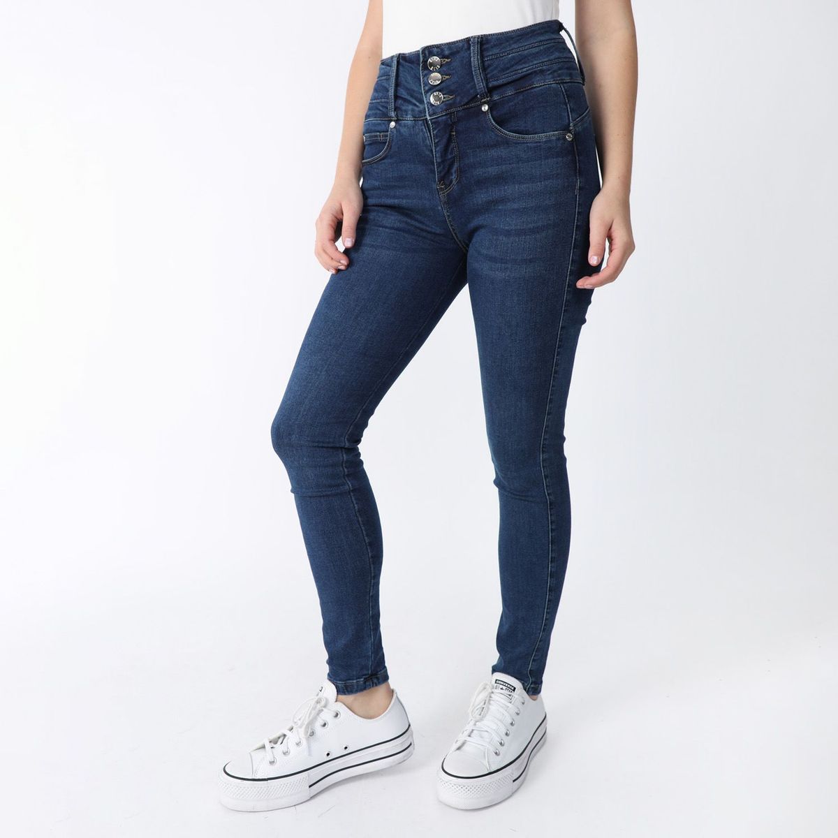 ELLE - Jean Skinny Tiro Alto Mujer Elle