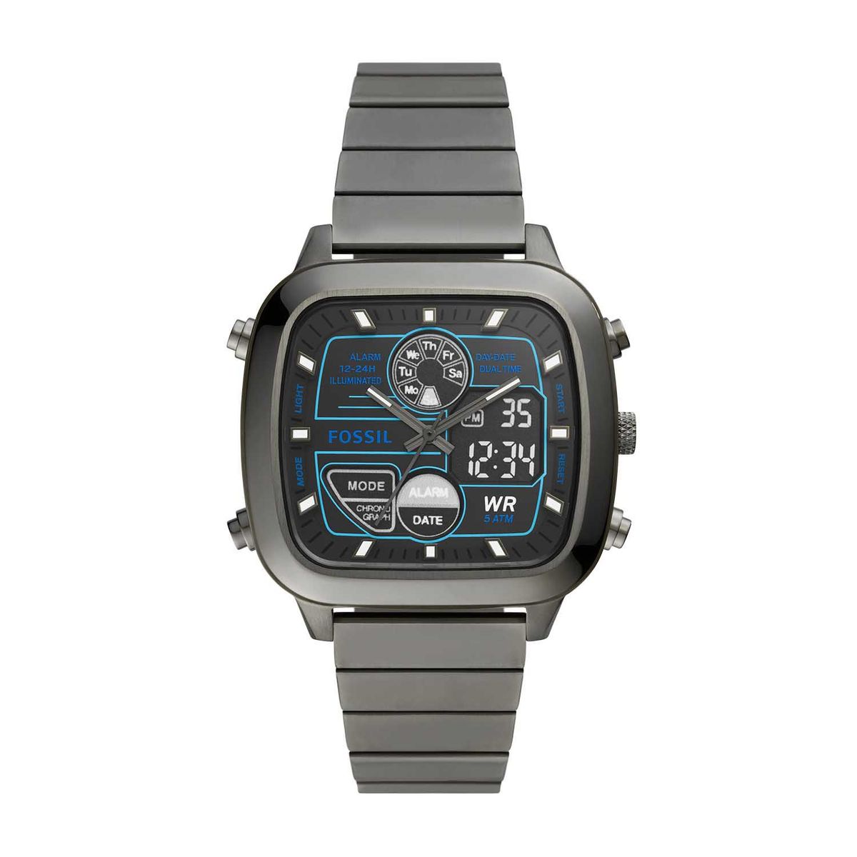 FOSSIL - Reloj análogo/Digital Fossil Hombre, FS5892, Correa Acero inoxidable Gris