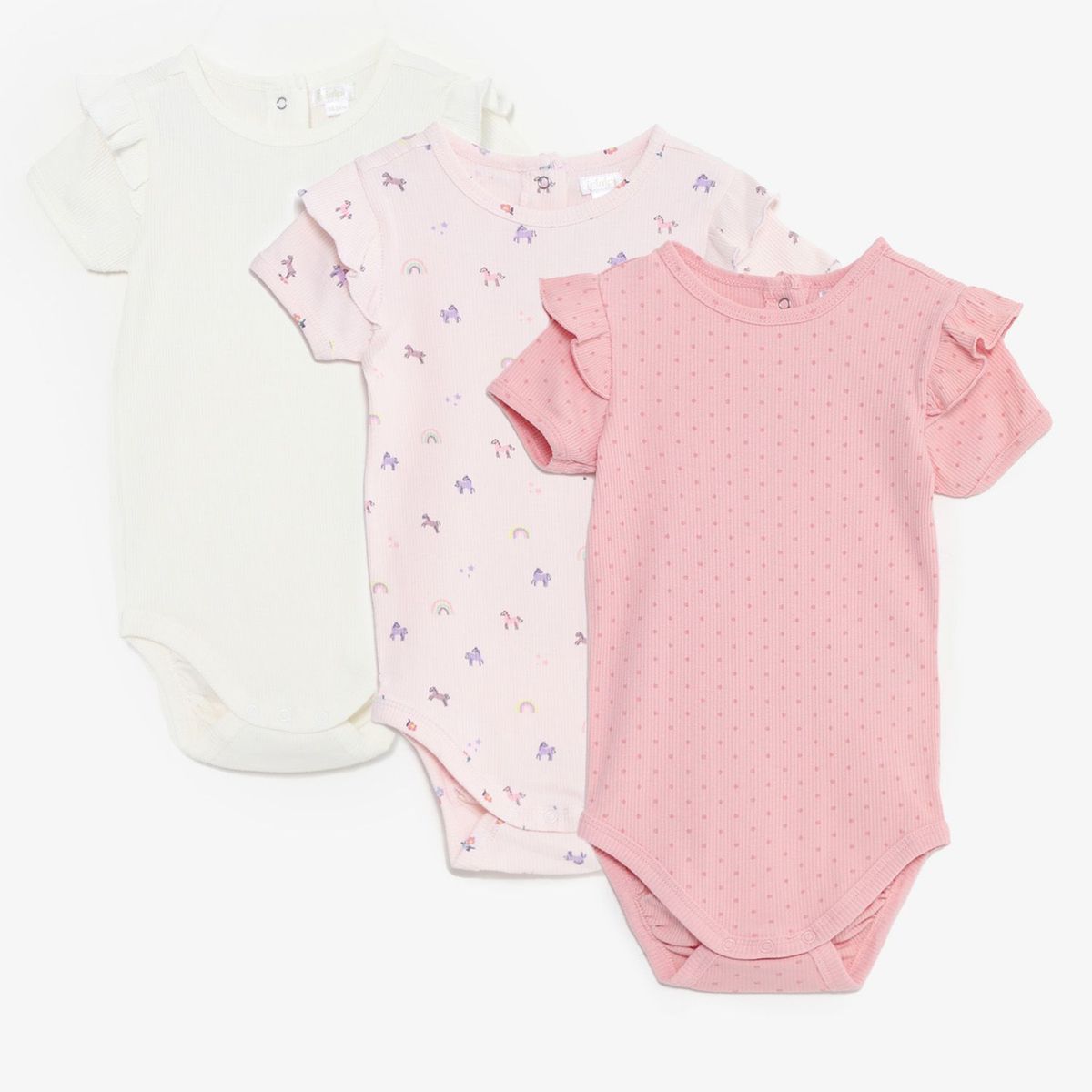 YAMP - Body Bebé niña Pack x3 Manga Corta Algodón Yamp