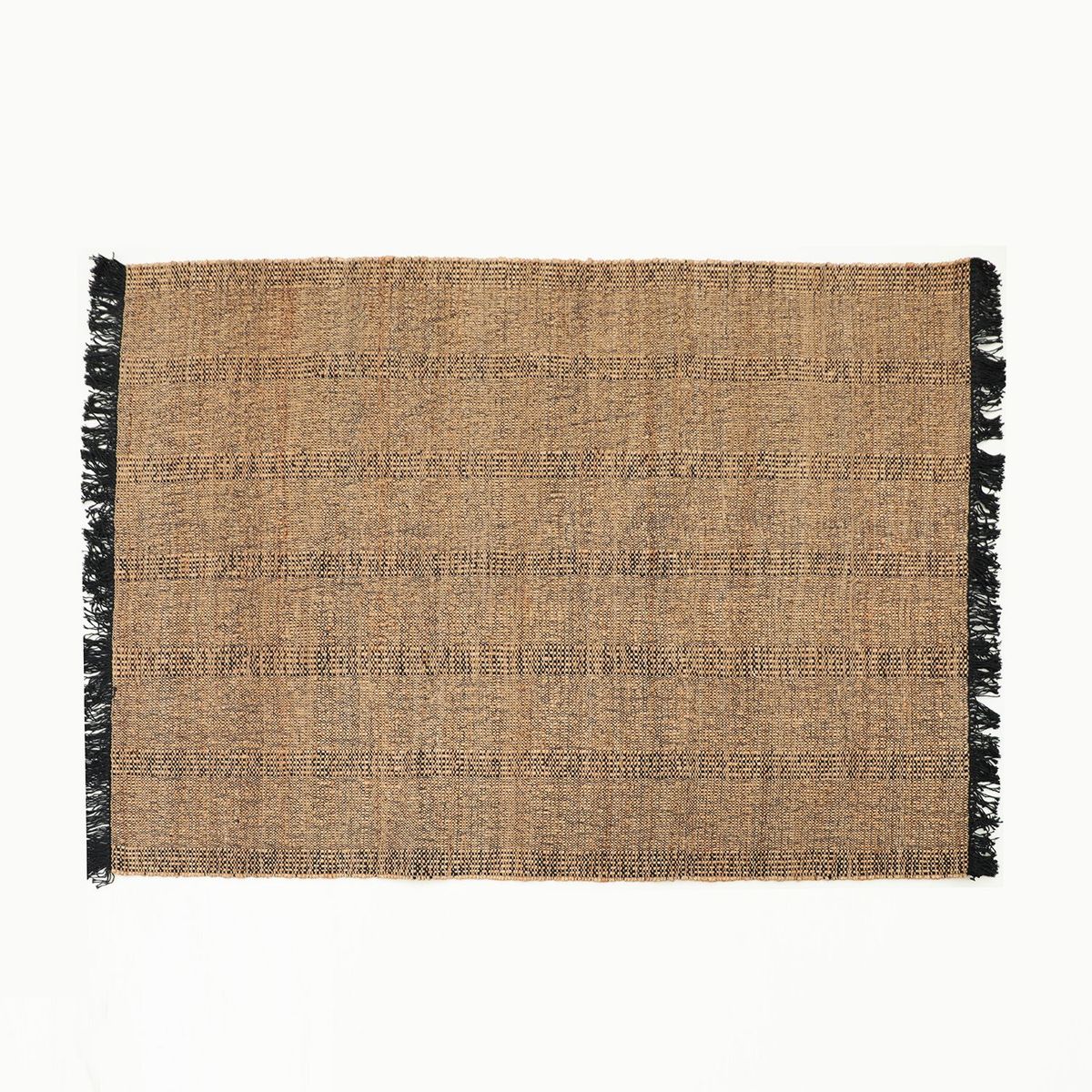 BASEMENT HOME - Alfombra de Yute Decorativa Negra