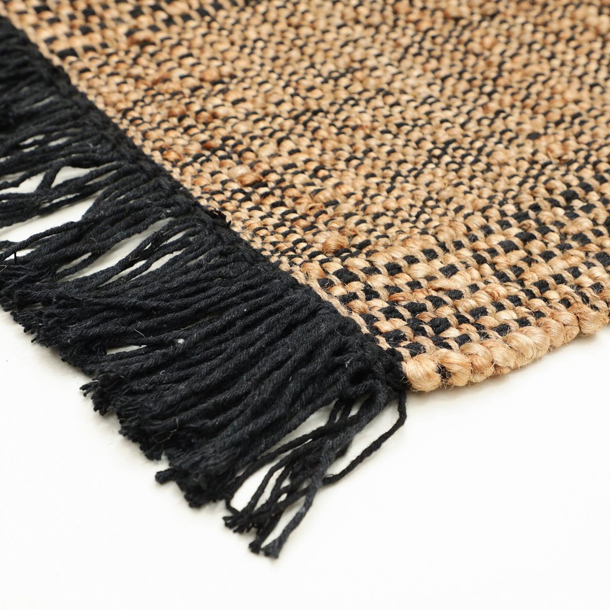 BASEMENT HOME - Alfombra de Yute Decorativa Negra