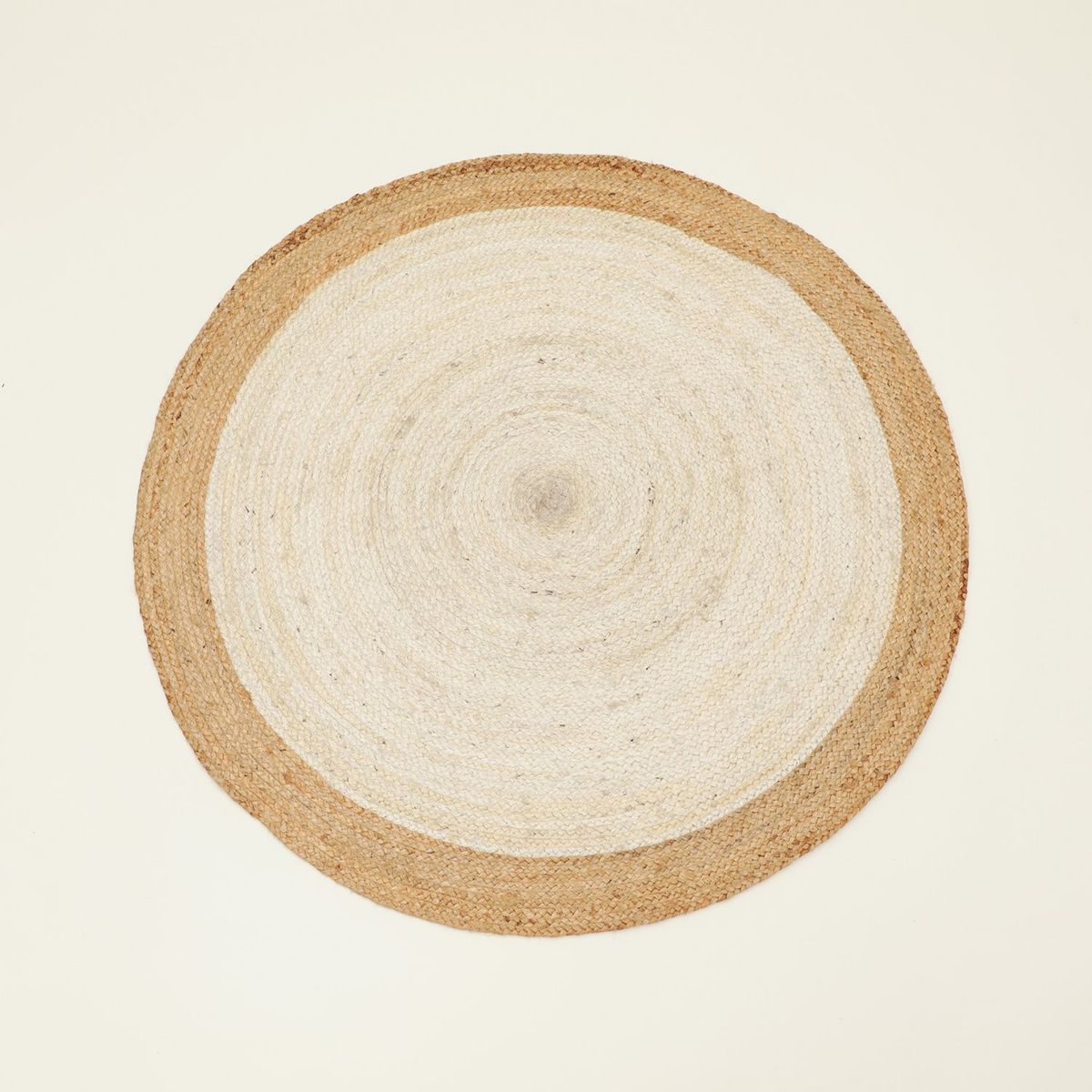 BASEMENT HOME - Alfombra Redonda de Yute Natural / Blanco