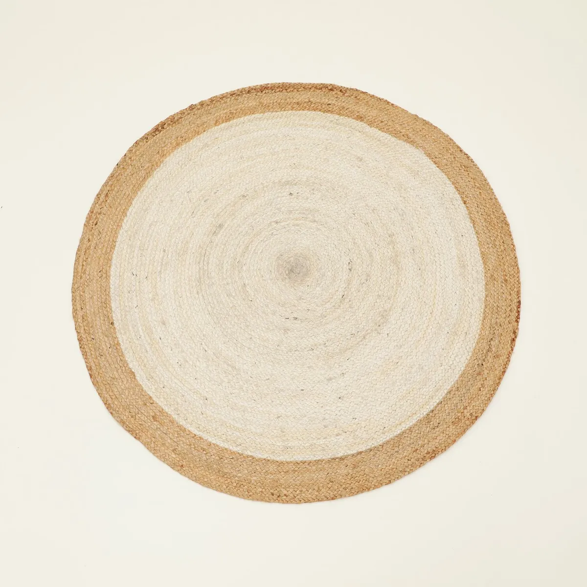 BASEMENT HOME - Alfombra Redonda de Yute Natural / Blanco