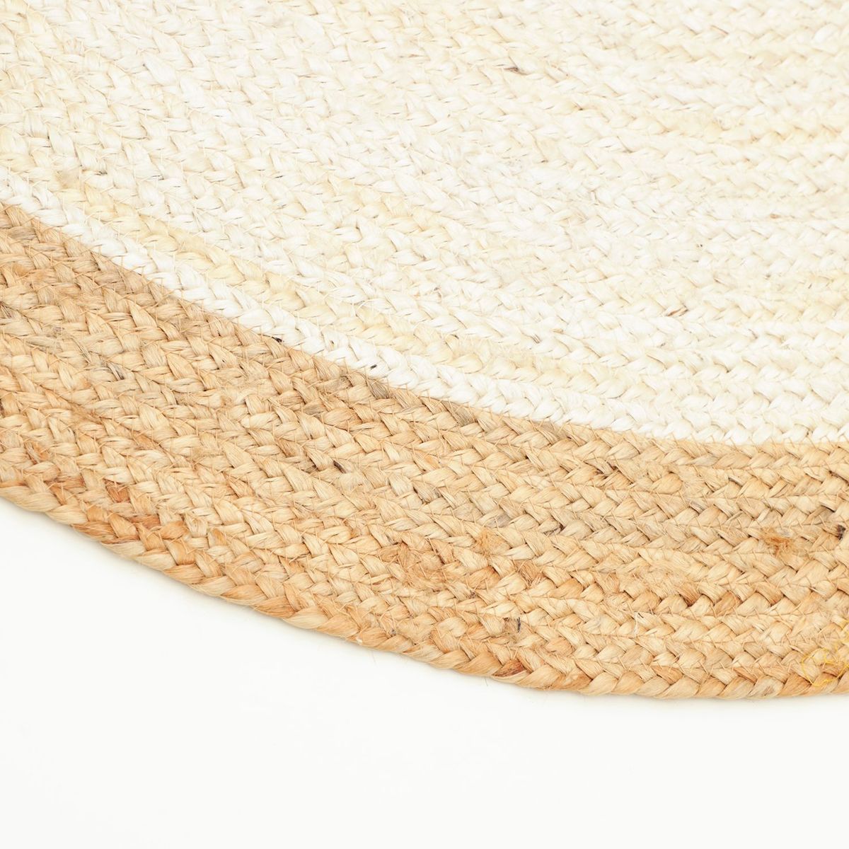 BASEMENT HOME - Alfombra Redonda de Yute Natural / Blanco
