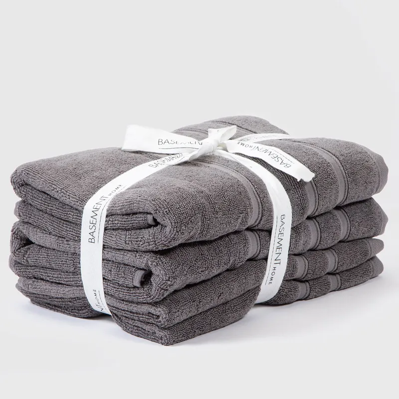 BASEMENT HOME - Set x4 Toallas Mano/Baño Lisas 500gr