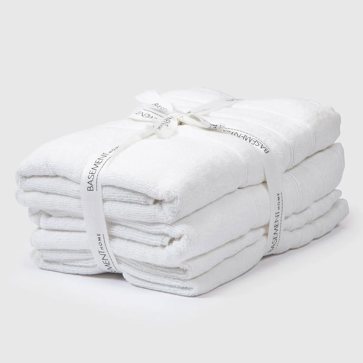 BASEMENT HOME - Set x4 Toallas Mano/Baño Lisas 500gr