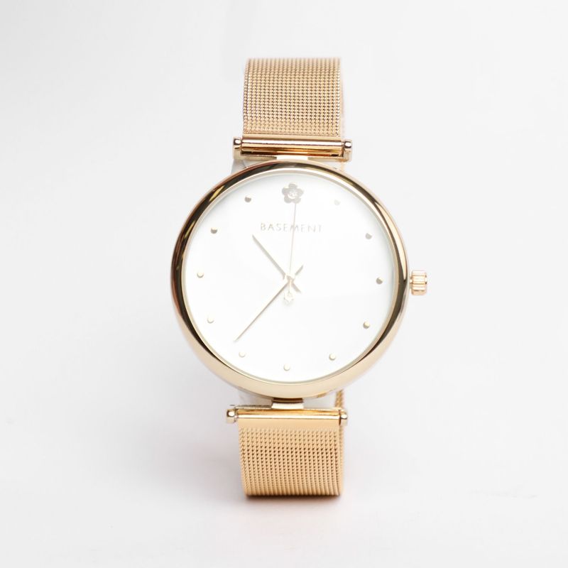 BASEMENT - Reloj Mesh Basement Mujer Dorado