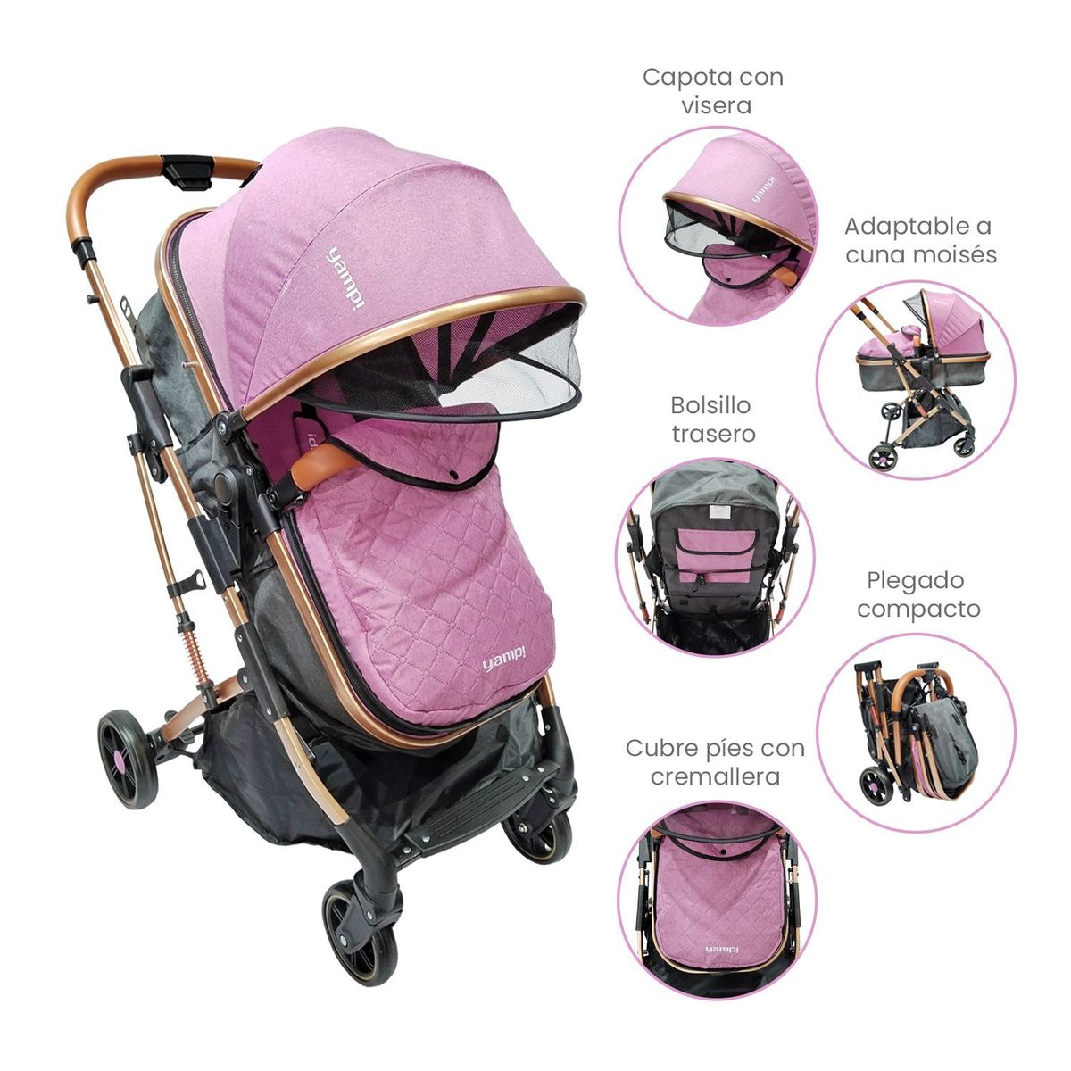 YAMP - Coche Paseo Plegable Con Moisés Ibiza Yamp