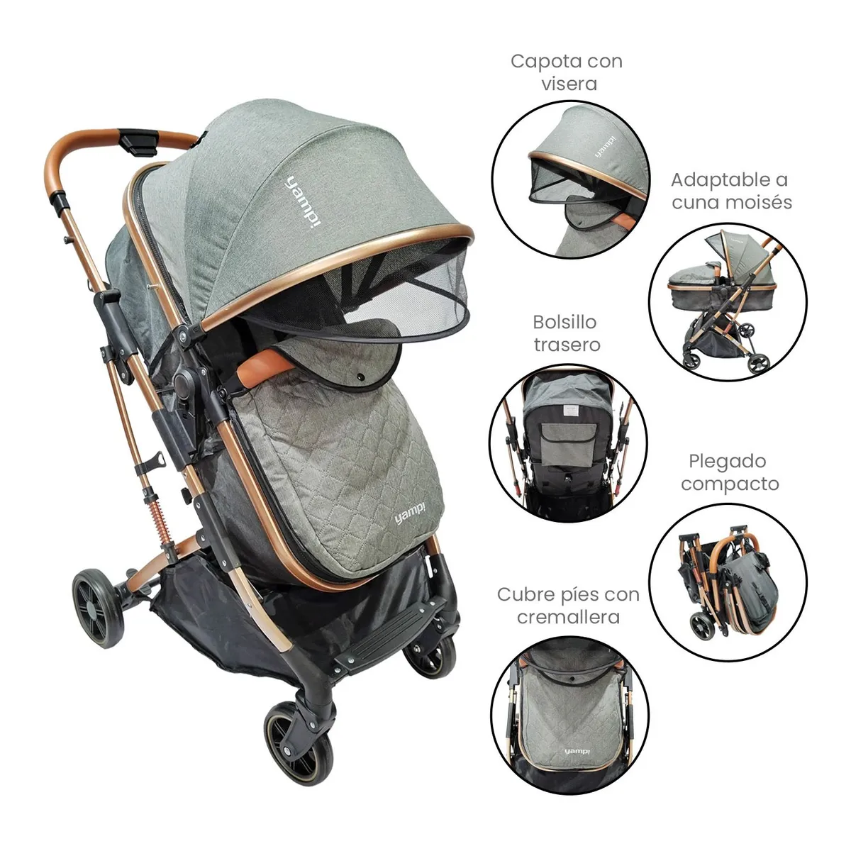 YAMP - Coche Paseo Plegable Con Moisés Ibiza Yamp