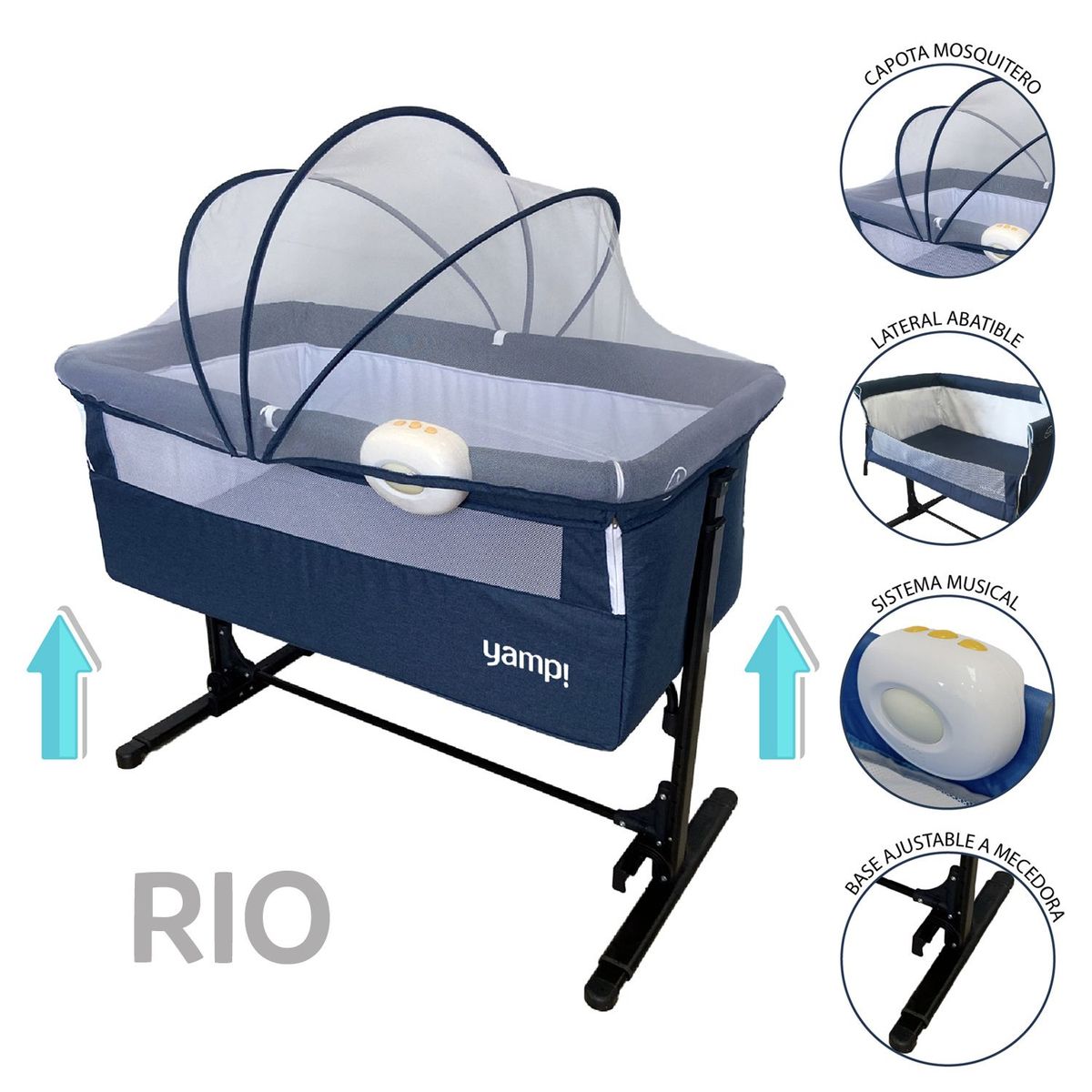 YAMP - Cuna Colecho Bebe Musical con Mosquitero Rio