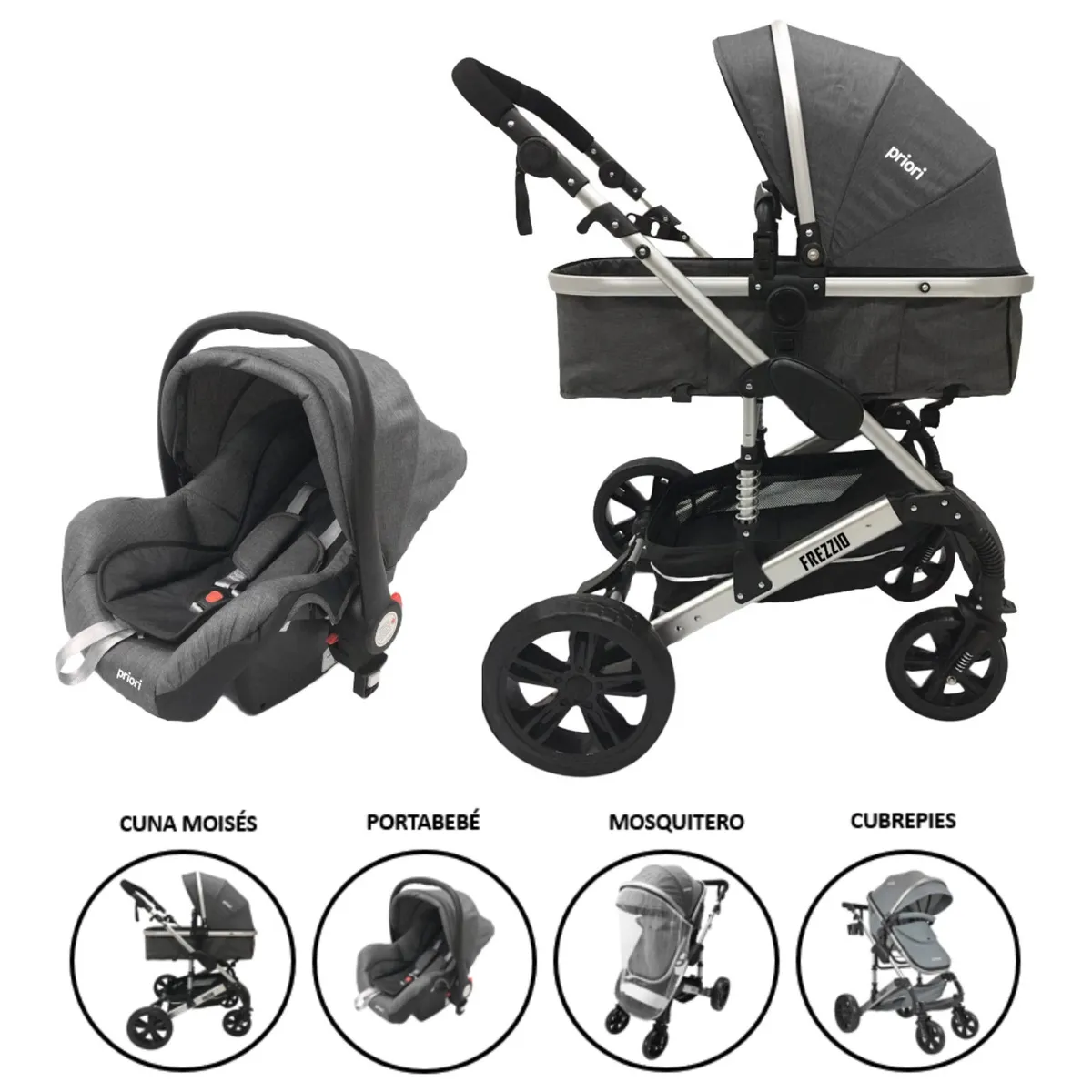 PRIORI - Coche Travel System Frezzio Plegable Con Portabebé Priori