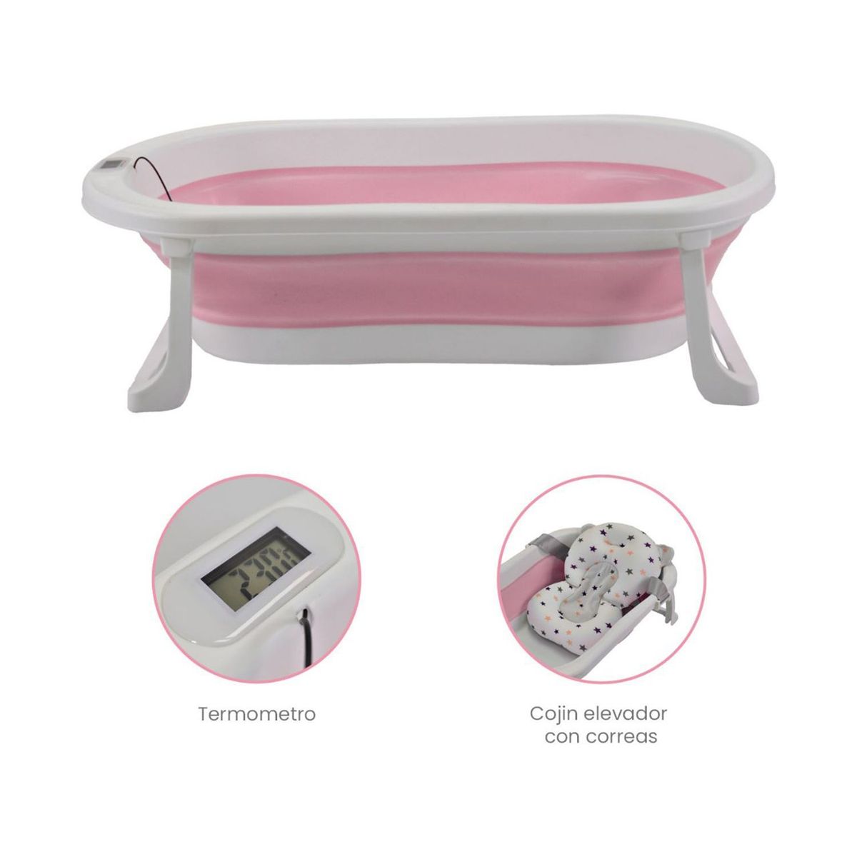 PRIORI - Bañera para Bebé Plegable con Termómetro Hawai