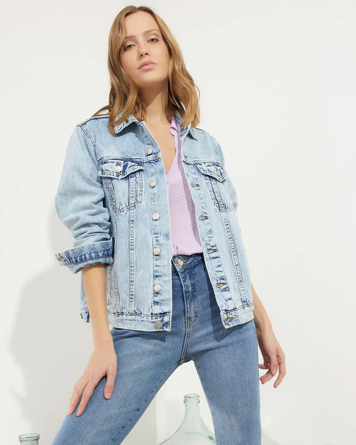 Outfit Polera Con Casaca Jean Casaca De Jean Mujer University Club