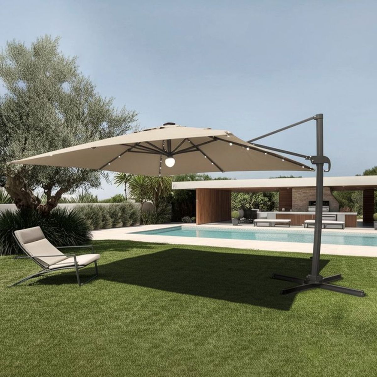 BASEMENT HOME - Sombrilla Plegable Ibiza 3m con Panel Solar