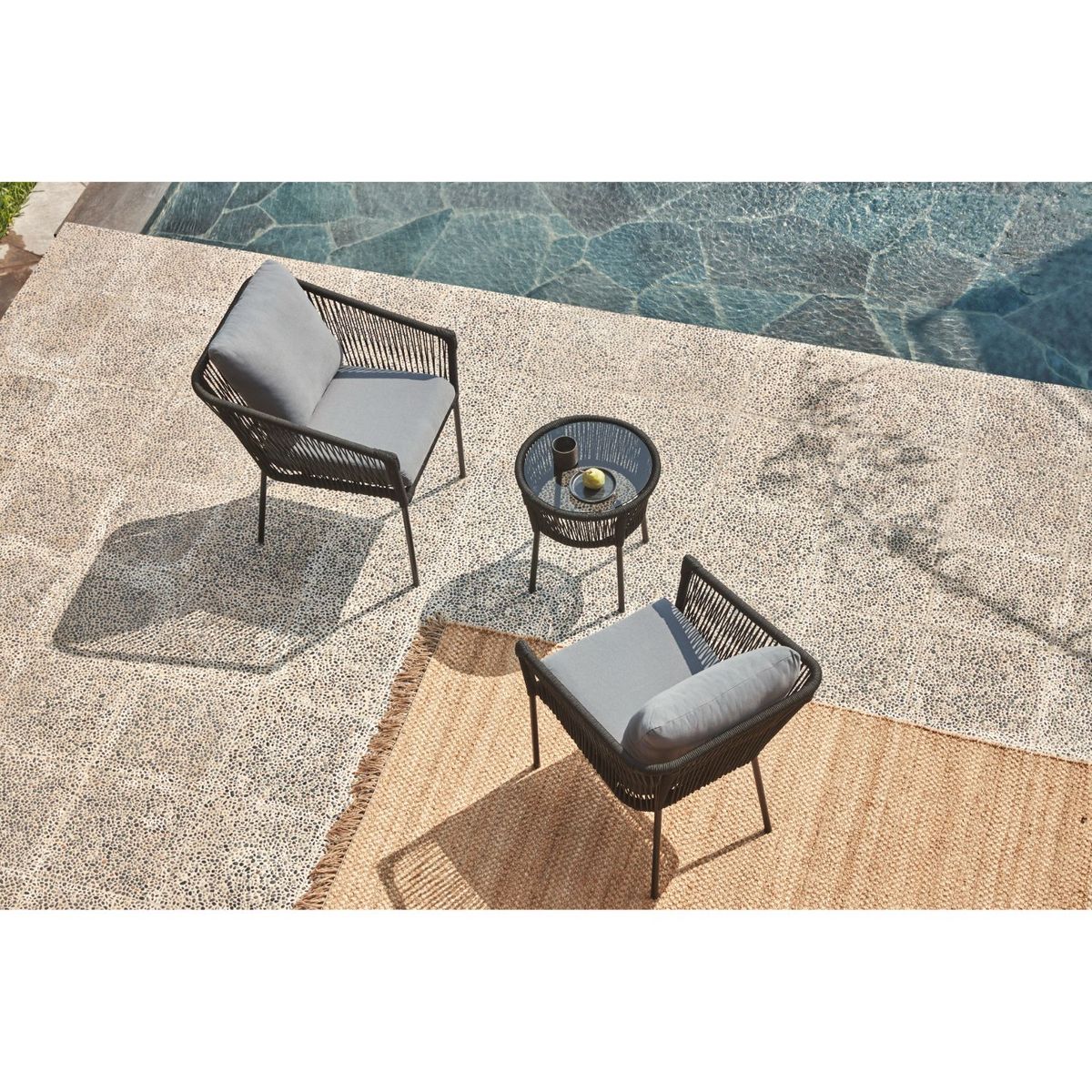 MICA - Juego De Balcón Mykonos 1-1 Cuerpos Con Mesa De Centro