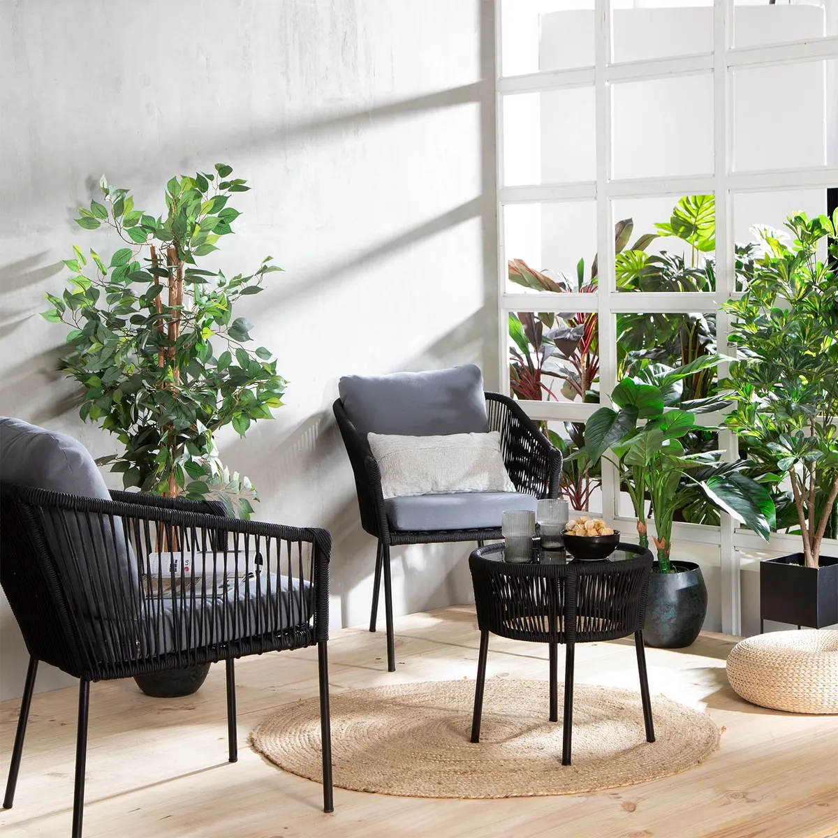 MICA - Juego De Balcón Mykonos 1-1 Cuerpos Con Mesa De Centro