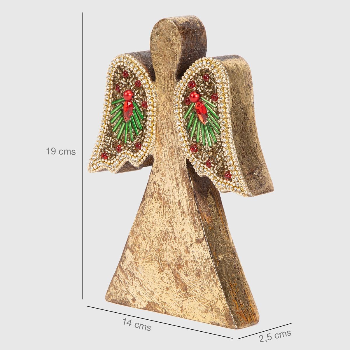 MICA - Adorno Navideño Ángel Alas Rojas 19Cm