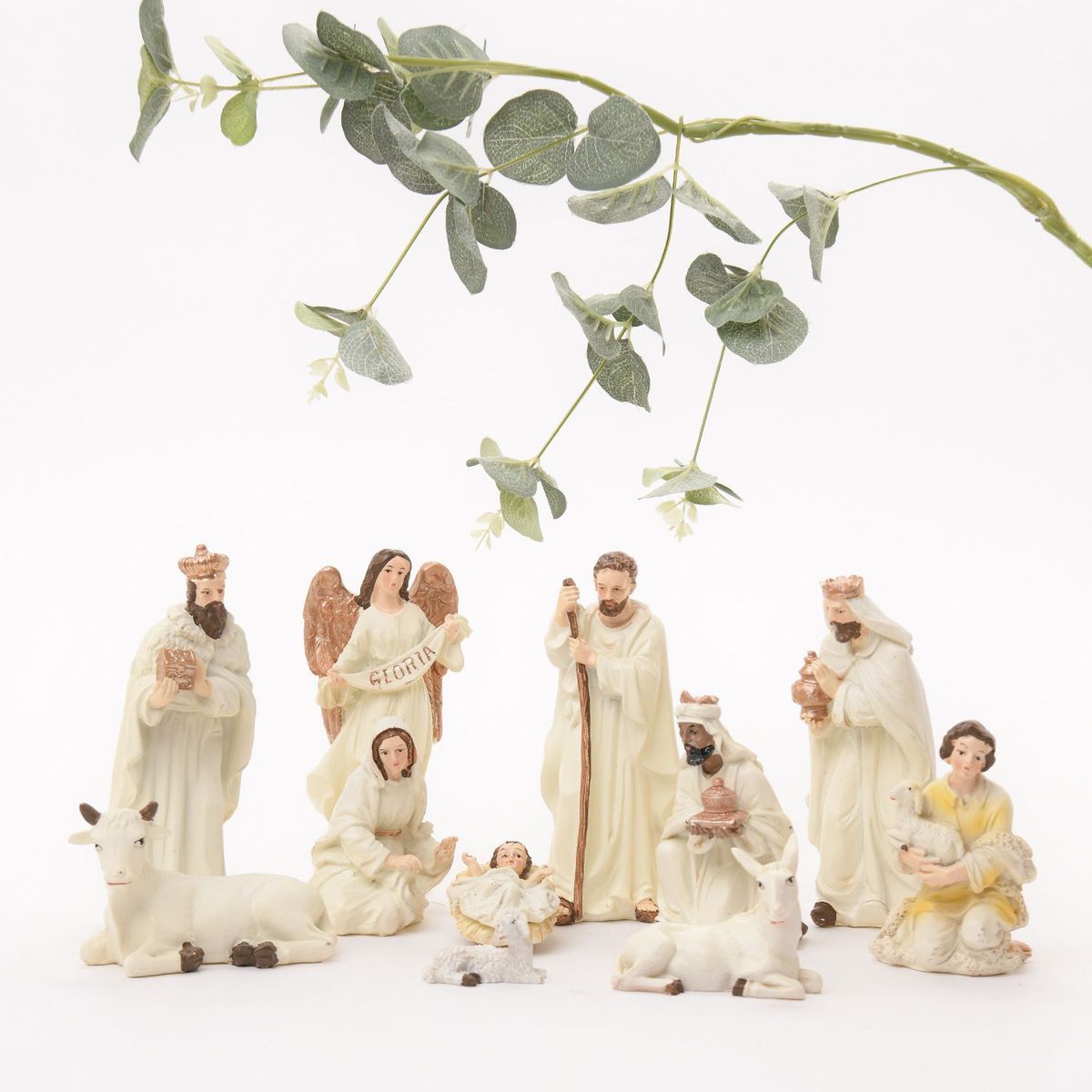 MICA - Pesebre 11piezas Blanco Y Dorado
