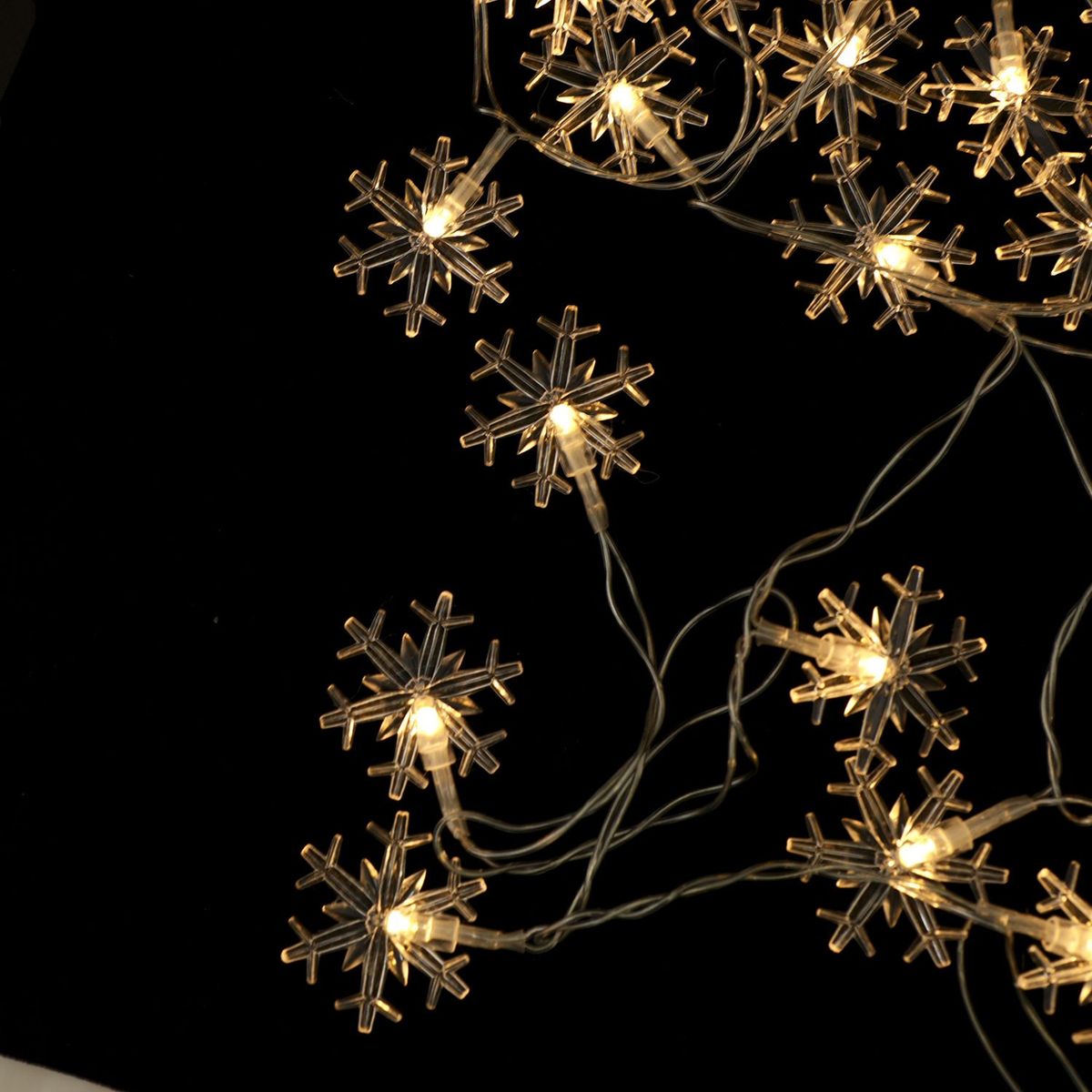 MICA - Luces para Árbol 35 Led Copos De Nieve Blanco Calido