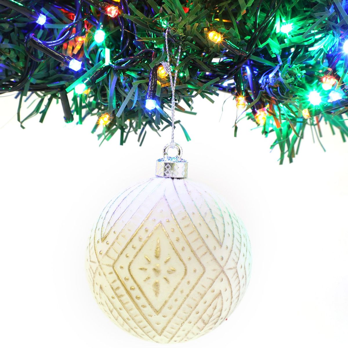 MICA - Bola Navideña Formas Blanca 8Cm